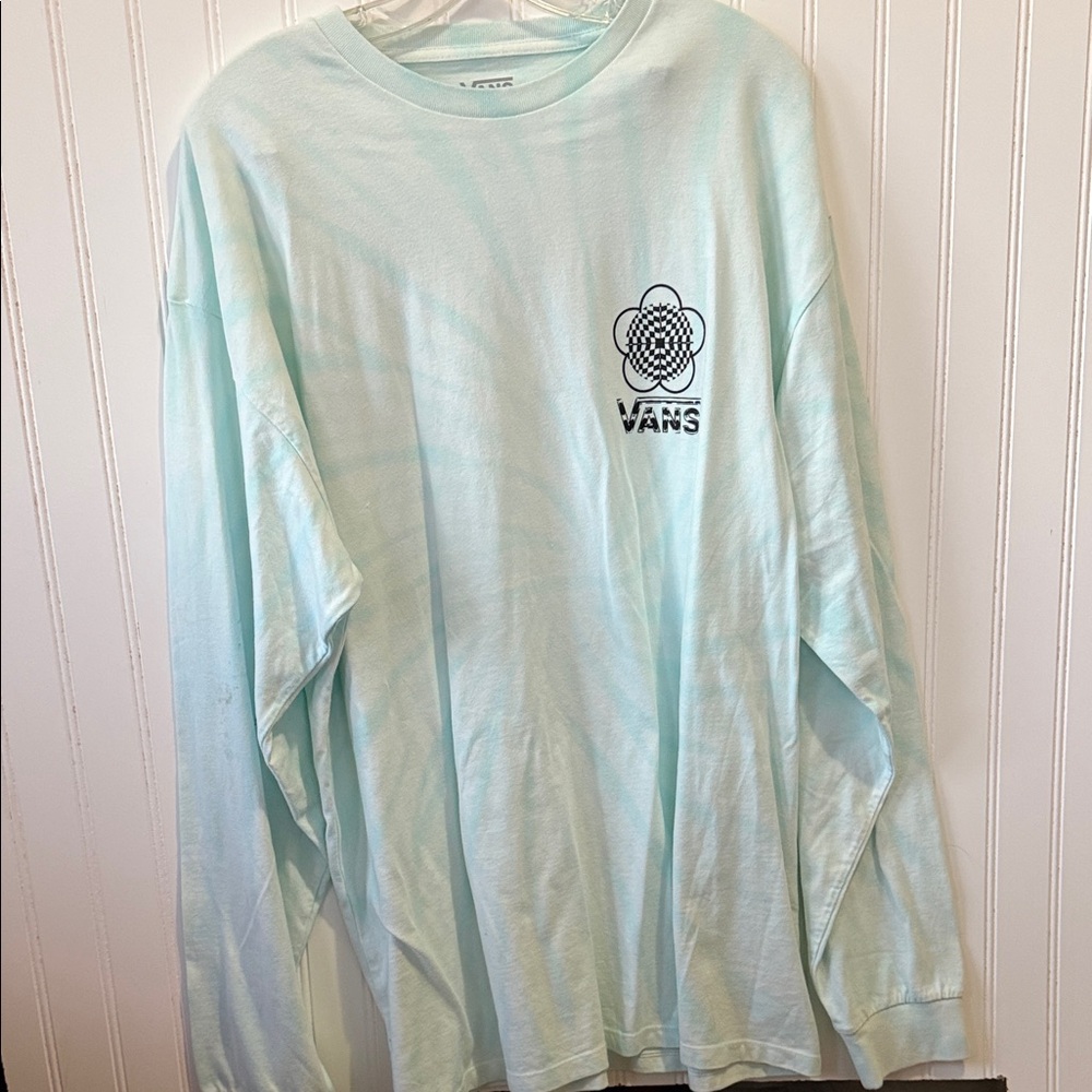 Vans Pastel Blue  green xl Graphic Long Sleeve Tee